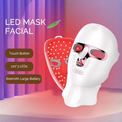 7 Color LED Facial Mask Face and Neck Photon Skin Rejuvenation Whitening Tighten Rechargeable Neck Face Care Beauty Treatment