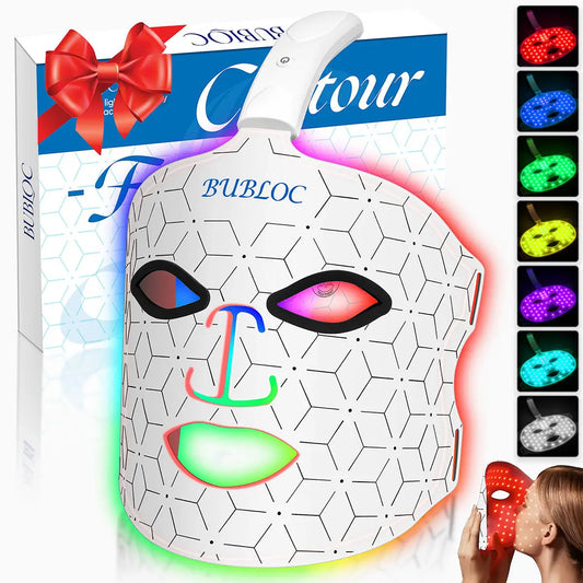 LED Face Mask 7 Colors Red Light Therapy Device for Anti Aging Acne Pore Oil Control Skin Tighten Whiten Red Light Mask