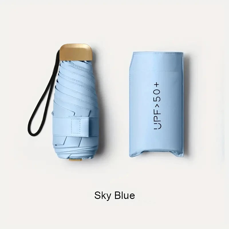 Ultra-Light UV Protection Umbrella - Compact, Foldable Design with Stainless Steel Handle for Sun & Rain, Durable 190T Canopy