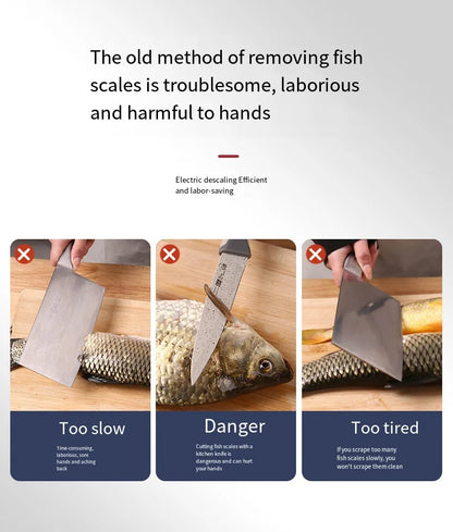 Portable Electric Fish Scraper Waterproof USB Rechargeable Fish Scale Remover Cleaner Kitchen Tool for Seafood