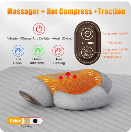 Electric Neck Massager Pillow Cervical Stretcher Heating Vibration Massage Back Traction Orthopedic Sleeping Pillows Support