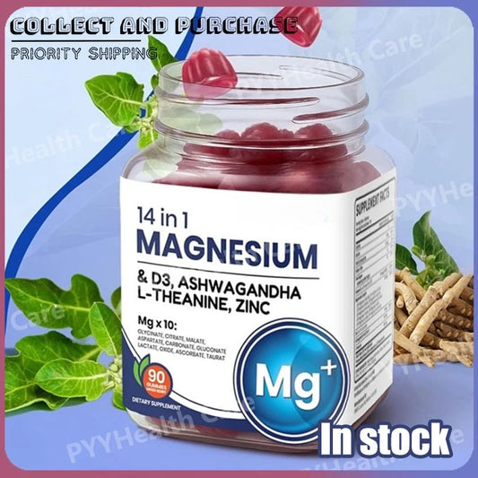 Magnesium Complex Gummies with Vitamin D3 Zinc and L-Theanine Natural Dietary Nutrition Supplement