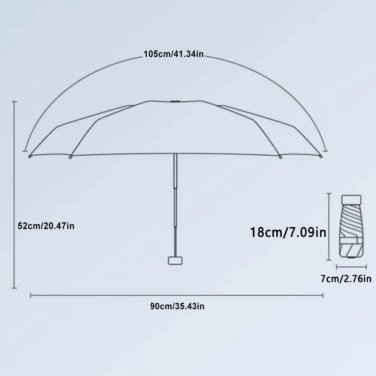 Ultra-Light UV Protection Umbrella - Compact, Foldable Design with Stainless Steel Handle for Sun & Rain, Durable 190T Canopy