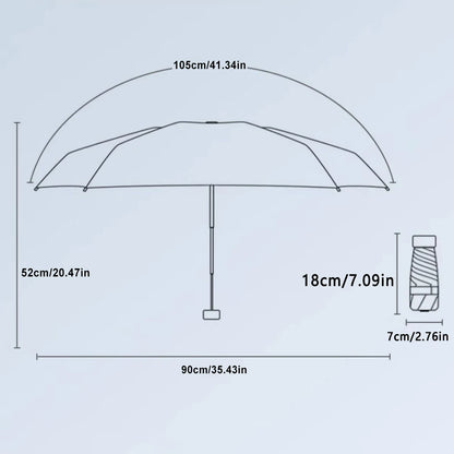 Ultra-Light UV Protection Umbrella - Compact, Foldable Design with Stainless Steel Handle for Sun & Rain, Durable 190T Canopy