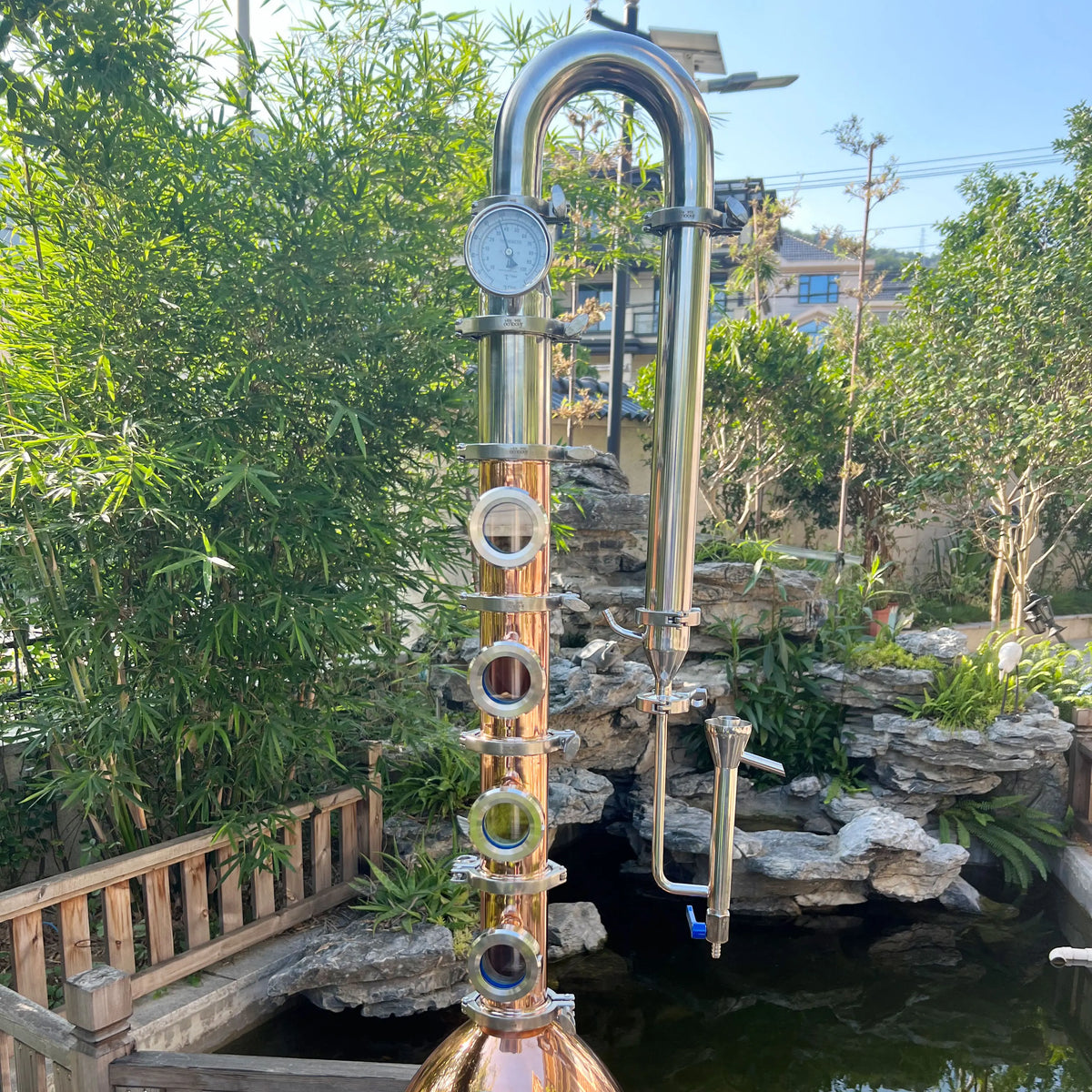 HOOLOO RST65 Distiller Home Electric Heating Moonshine Still Distillation Machine Copper Rocket Lid Column Brandy Whisky Rum