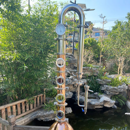 HOOLOO RST65 Distiller Home Electric Heating Moonshine Still Distillation Machine Copper Rocket Lid Column Brandy Whisky Rum