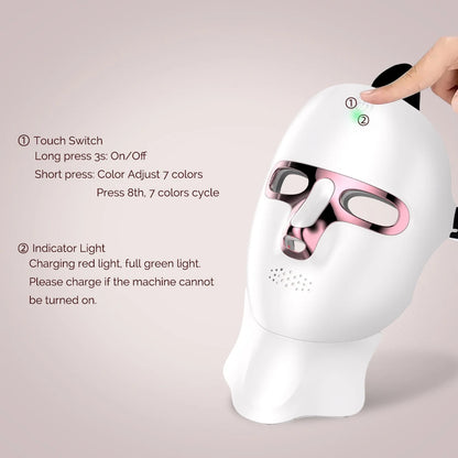 7 Color LED Facial Mask Face and Neck Photon Skin Rejuvenation Whitening Tighten Rechargeable Neck Face Care Beauty Treatment