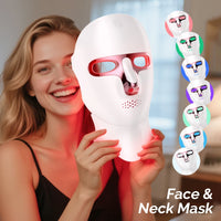 7 Color LED Facial Mask Face and Neck Photon Skin Rejuvenation Whitening Tighten Rechargeable Neck Face Care Beauty Treatment