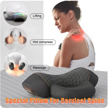 Electric Neck Massager Pillow Cervical Stretcher Heating Vibration Massage Back Traction Orthopedic Sleeping Pillows Support