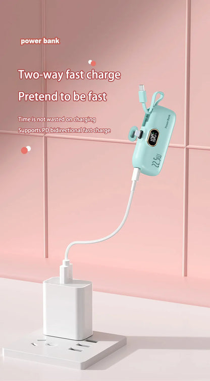 30000mAh Mini Portable Power Bank Capsule Mobile Power Supply Emergency External Battery Fast Charger For Type-c iPhone Samsung