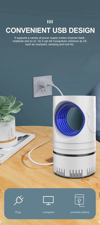 1 PC Electric Fly Bug Mosquito Insect Killer LED Light Trap Control Lamp Small Pest with USB Power Supply and Adapter