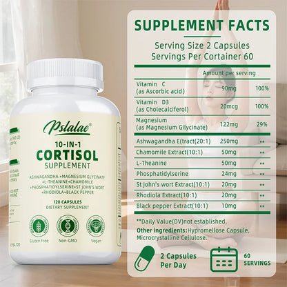 Cortisol Supplements - Balances Cortisol Response, Relaxation and Deep Sleep, Relieves Stress, Improves Focus, Energy LevelsSupp