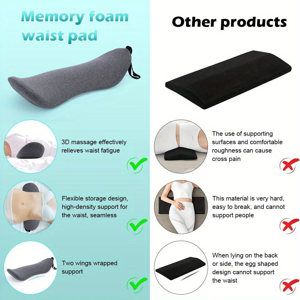 1pc Orthopedic Memory Foam Lumbar Pillow for Lower Back Relief and Support - Perfect for Side Sleepers, Pregnancy, and Maternity