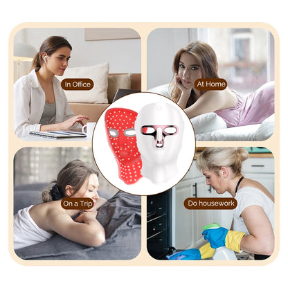 7 Color LED Facial Mask Face and Neck Photon Skin Rejuvenation Whitening Tighten Rechargeable Neck Face Care Beauty Treatment