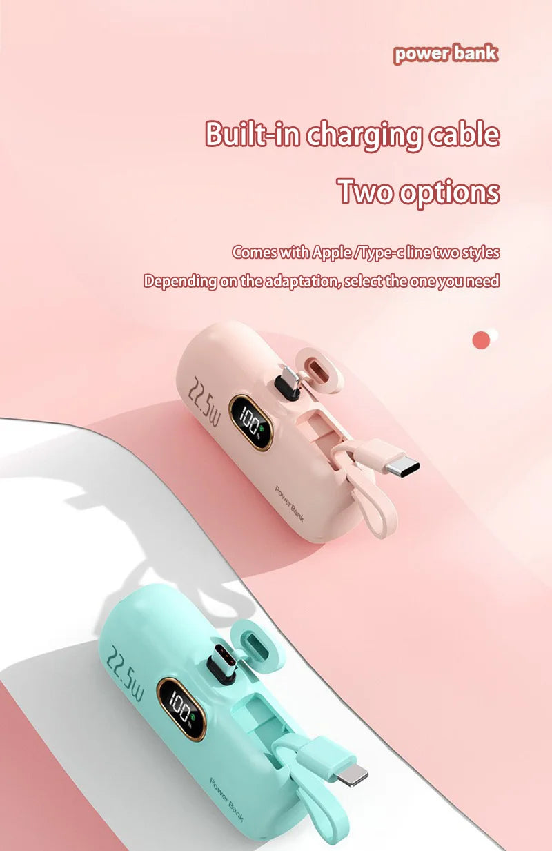 30000mAh Mini Portable Power Bank Capsule Mobile Power Supply Emergency External Battery Fast Charger For Type-c iPhone Samsung