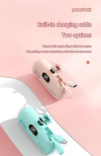 30000mAh Mini Portable Power Bank Capsule Mobile Power Supply Emergency External Battery Fast Charger For Type-c iPhone Samsung