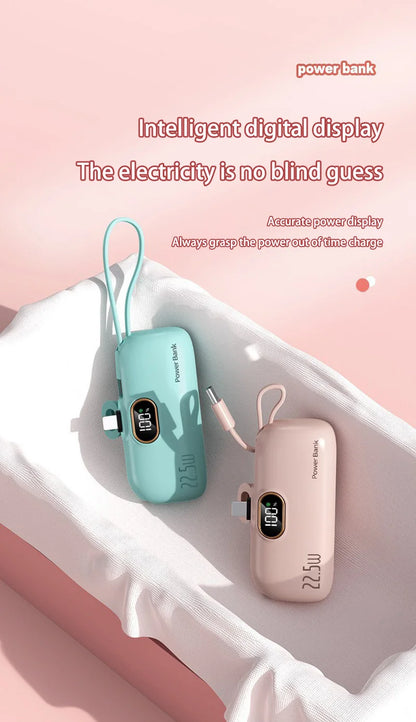 30000mAh Mini Portable Power Bank Capsule Mobile Power Supply Emergency External Battery Fast Charger For Type-c iPhone Samsung