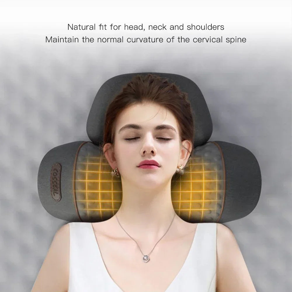 Electric Neck Massager Pillow Cervical Stretcher Heating Vibration Massage Back Traction Orthopedic Sleeping Pillows Support