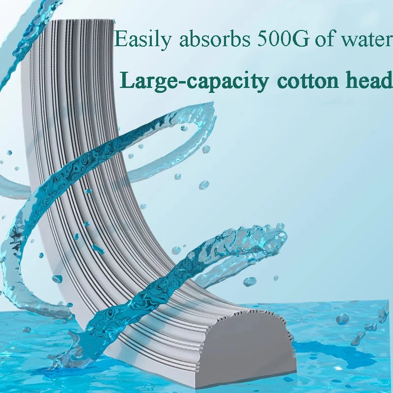 White Orange Water-absorbent Mop Super-Absorbent Roller with 2 Absorbent Mop Head Refills Hangable Lazy Sponge One-mop Clean