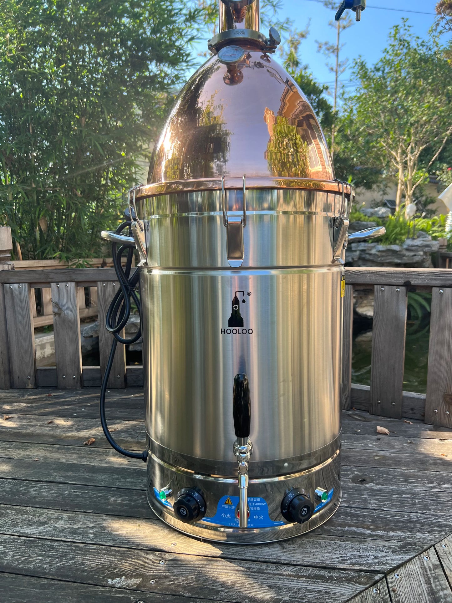 HOOLOO RST65 Distiller Home Electric Heating Moonshine Still Distillation Machine Copper Rocket Lid Column Brandy Whisky Rum