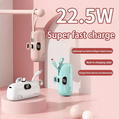30000mAh Mini Portable Power Bank Capsule Mobile Power Supply Emergency External Battery Fast Charger For Type-c iPhone Samsung