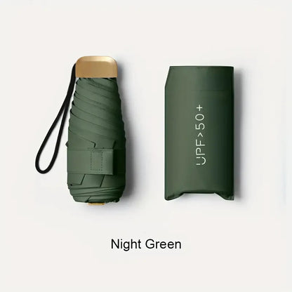 Ultra-Light UV Protection Umbrella - Compact, Foldable Design with Stainless Steel Handle for Sun & Rain, Durable 190T Canopy