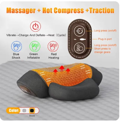 Electric Neck Massager Pillow Cervical Stretcher Heating Vibration Massage Back Traction Orthopedic Sleeping Pillows Support
