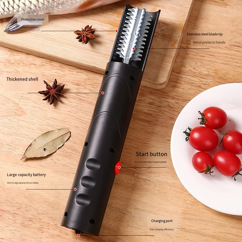 Portable Electric Fish Scraper Waterproof USB Rechargeable Fish Scale Remover Cleaner Kitchen Tool for Seafood