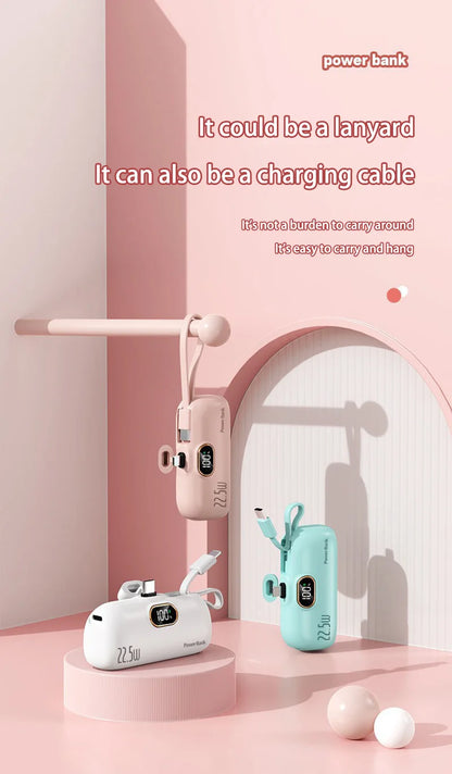 30000mAh Mini Portable Power Bank Capsule Mobile Power Supply Emergency External Battery Fast Charger For Type-c iPhone Samsung