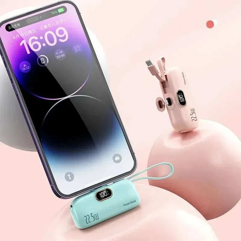 30000mAh Mini Portable Power Bank Capsule Mobile Power Supply Emergency External Battery Fast Charger For Type-c iPhone Samsung