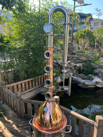 HOOLOO RST65 Distiller Home Electric Heating Moonshine Still Distillation Machine Copper Rocket Lid Column Brandy Whisky Rum