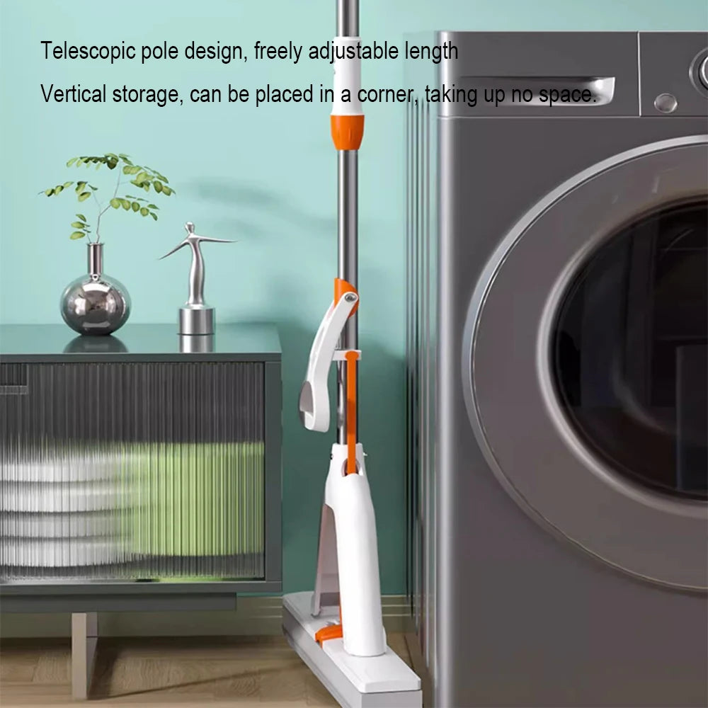 White Orange Water-absorbent Mop Super-Absorbent Roller with 2 Absorbent Mop Head Refills Hangable Lazy Sponge One-mop Clean