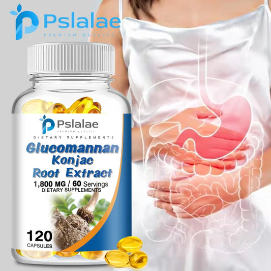 Glucomannan Capsules - Natural Source of Fiber - Gastrointestinal Health, Appetite Suppression, Weight Management