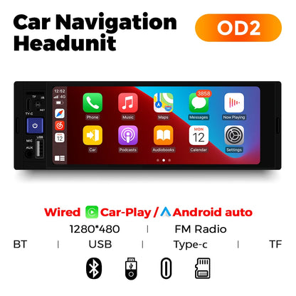 1DIN Universal MP5 6.86-Inch Car Radio Support Wireless Carplay Android AUTO AUX USB SWC BT Touch Screen Multimedia Video Player
