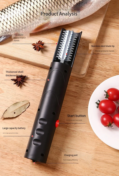 Portable Electric Fish Scraper Waterproof USB Rechargeable Fish Scale Remover Cleaner Kitchen Tool for Seafood