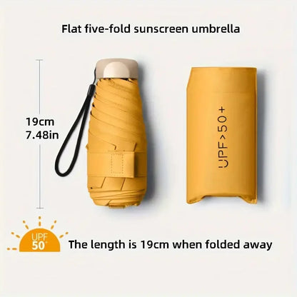 Ultra-Light UV Protection Umbrella - Compact, Foldable Design with Stainless Steel Handle for Sun & Rain, Durable 190T Canopy