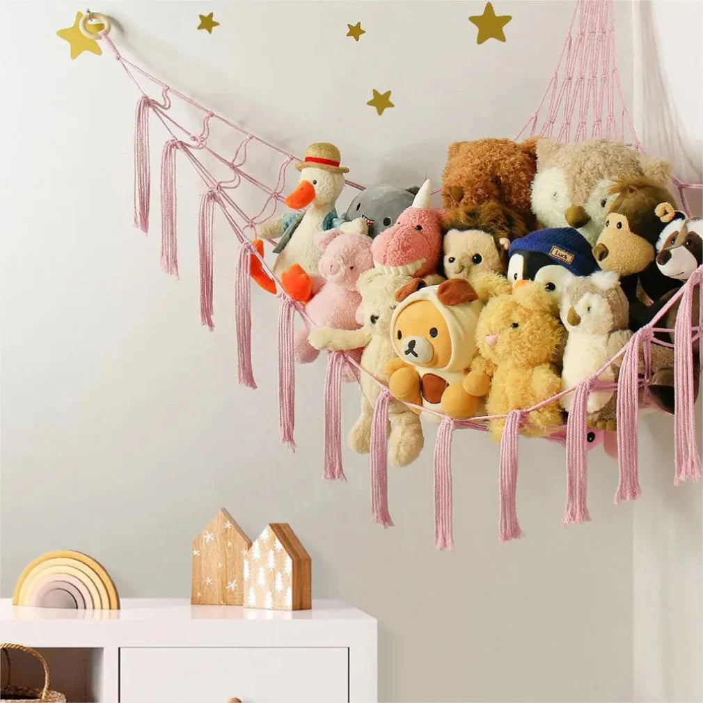 1Pc Toy Hammocks Wall Corner Hanging Storage Net Organizer Woven Kids Stuffed Mesh Hammock Baby Animal Rope Hammock Bag Cotton