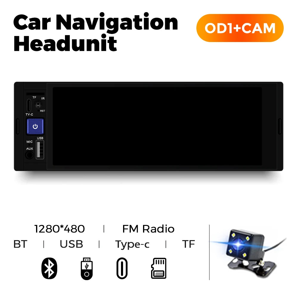 1DIN Universal MP5 6.86-Inch Car Radio Support Wireless Carplay Android AUTO AUX USB SWC BT Touch Screen Multimedia Video Player