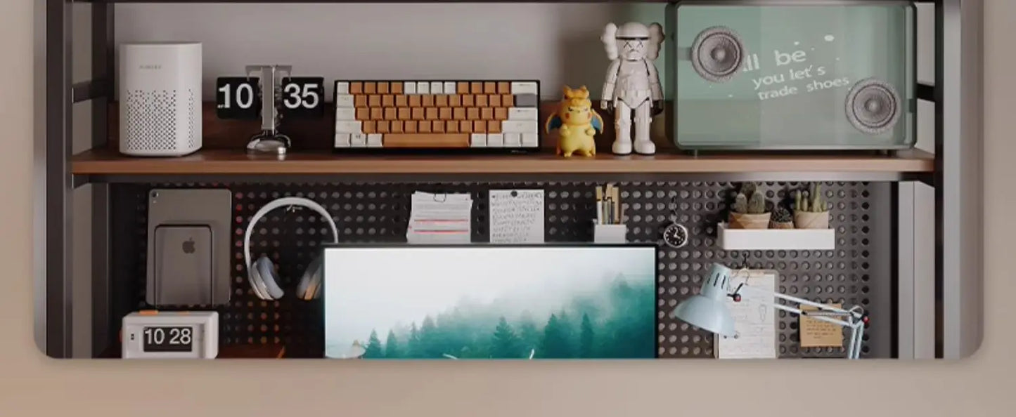 Ergonomic Gaming Desk with Built-in Bookshelf, Cable Management System | Compact Computer Desk for Small Spaces, Bedroom, Home