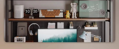 Ergonomic Gaming Desk with Built-in Bookshelf, Cable Management System | Compact Computer Desk for Small Spaces, Bedroom, Home