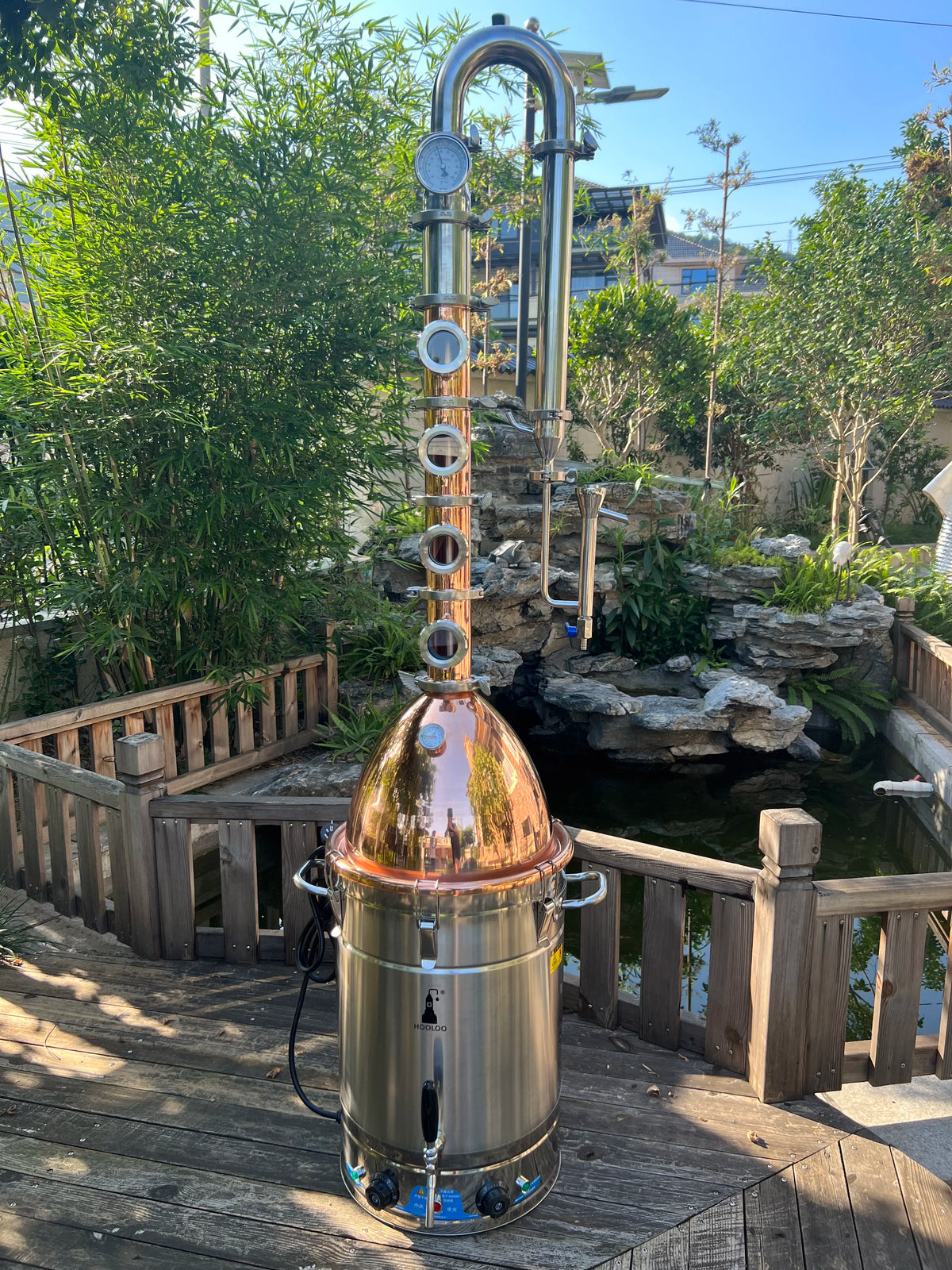 HOOLOO RST65 Distiller Home Electric Heating Moonshine Still Distillation Machine Copper Rocket Lid Column Brandy Whisky Rum