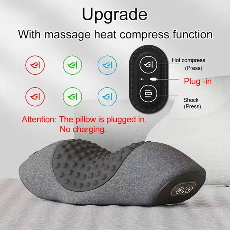 Electric Neck Massager Pillow Cervical Stretcher Heating Vibration Massage Back Traction Orthopedic Sleeping Pillows Support