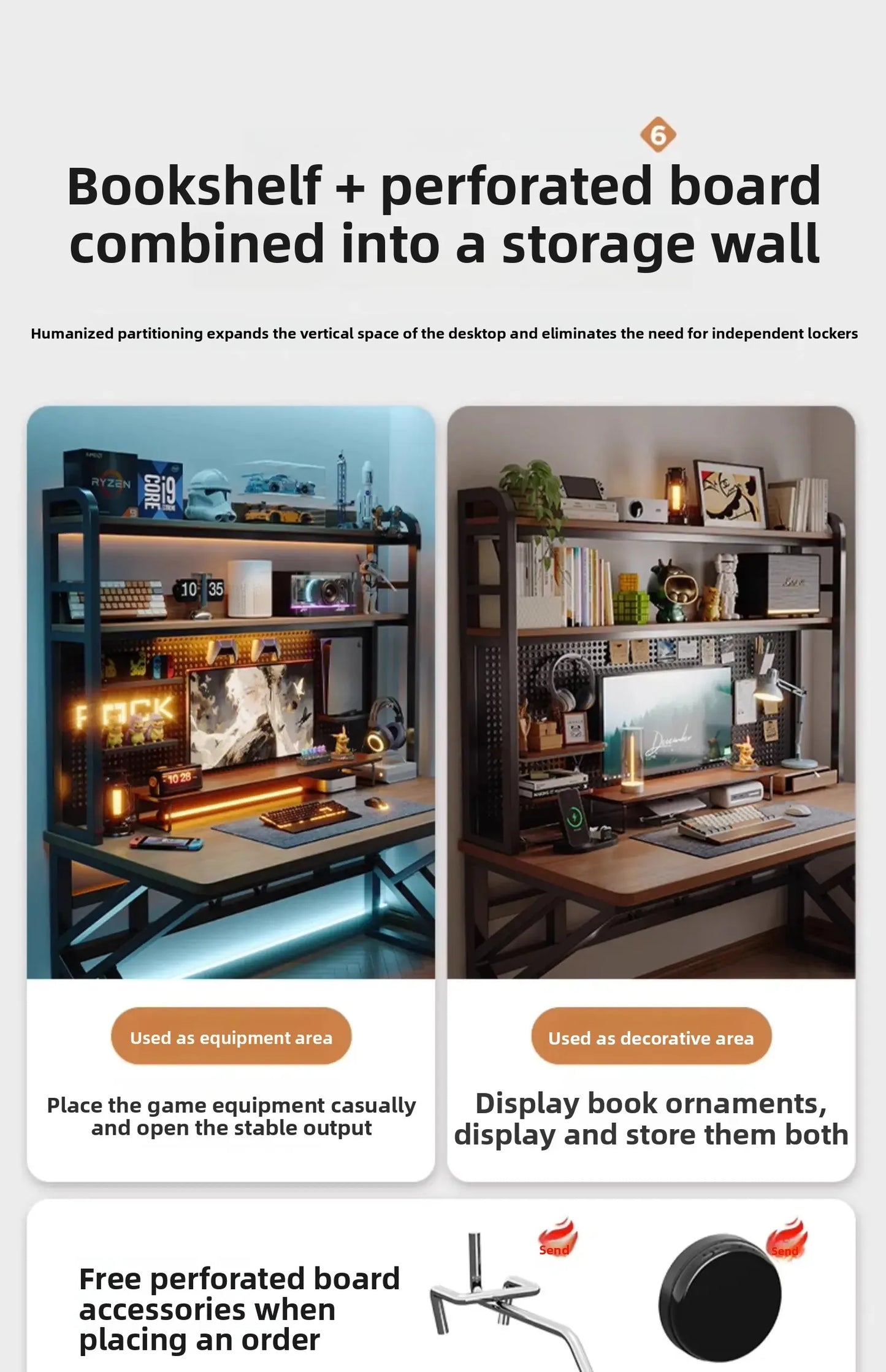 Ergonomic Gaming Desk with Built-in Bookshelf, Cable Management System | Compact Computer Desk for Small Spaces, Bedroom, Home