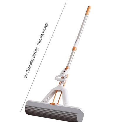 White Orange Water-absorbent Mop Super-Absorbent Roller with 2 Absorbent Mop Head Refills Hangable Lazy Sponge One-mop Clean