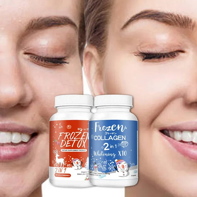 2 bottles of 120 capsules 2-in-1 frozen collagen pills Peptide capsules Shaping antioxidant