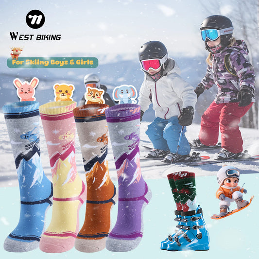 WEST BIKING Merino Wool Thermal Socks for Boys Girls Moisture Wicking Thicken Warm Ski Hiking Cushioning Compression Sports Sock