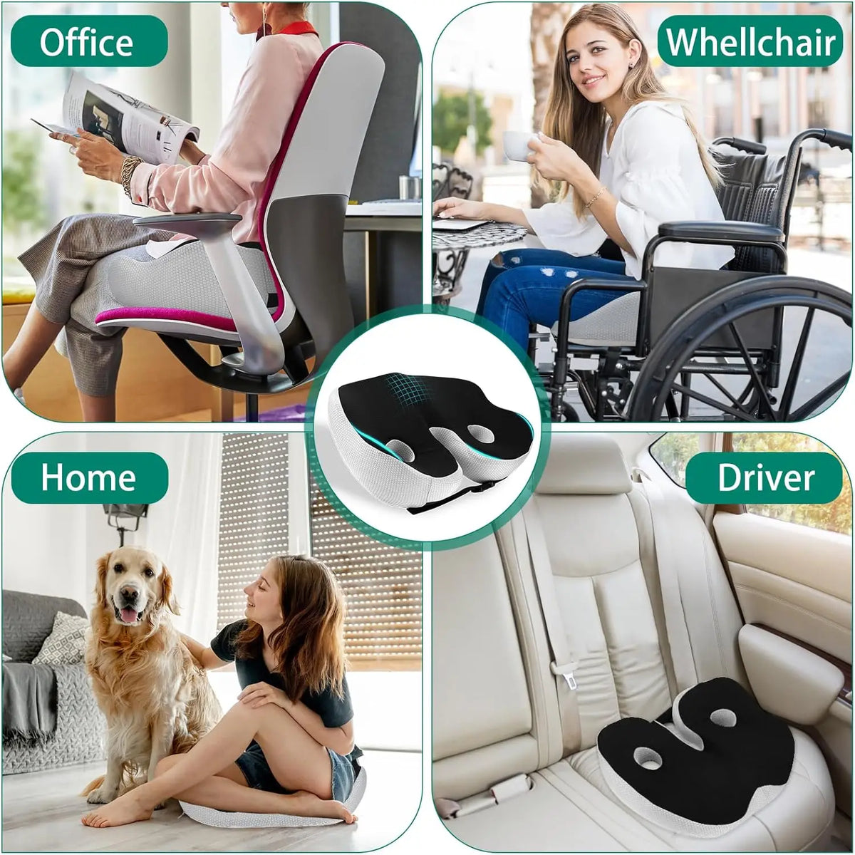 1pc Shape memory foam orthopedic cushion, ergonomic coccyx cushion, adjustable seat cushion width,  for the office,car