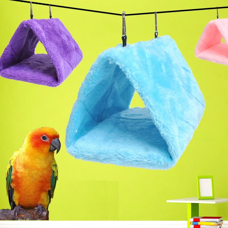 Bird Bed Winter Pet Bird Parrot Cages Warm Plush Hammock Hut Tent Bed Hanging Cave for Sleeping and Hatching Bird Accessories