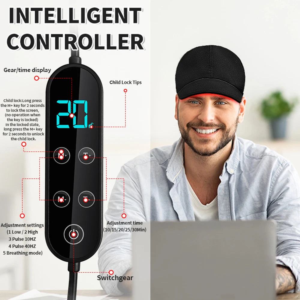 180Pcs Infrared LEDs 660&850&940nm Red Light Therapy Hair Growth Cap for Hair Regrowth Anti Hair Loss Relax Scalp Hair Care Hat