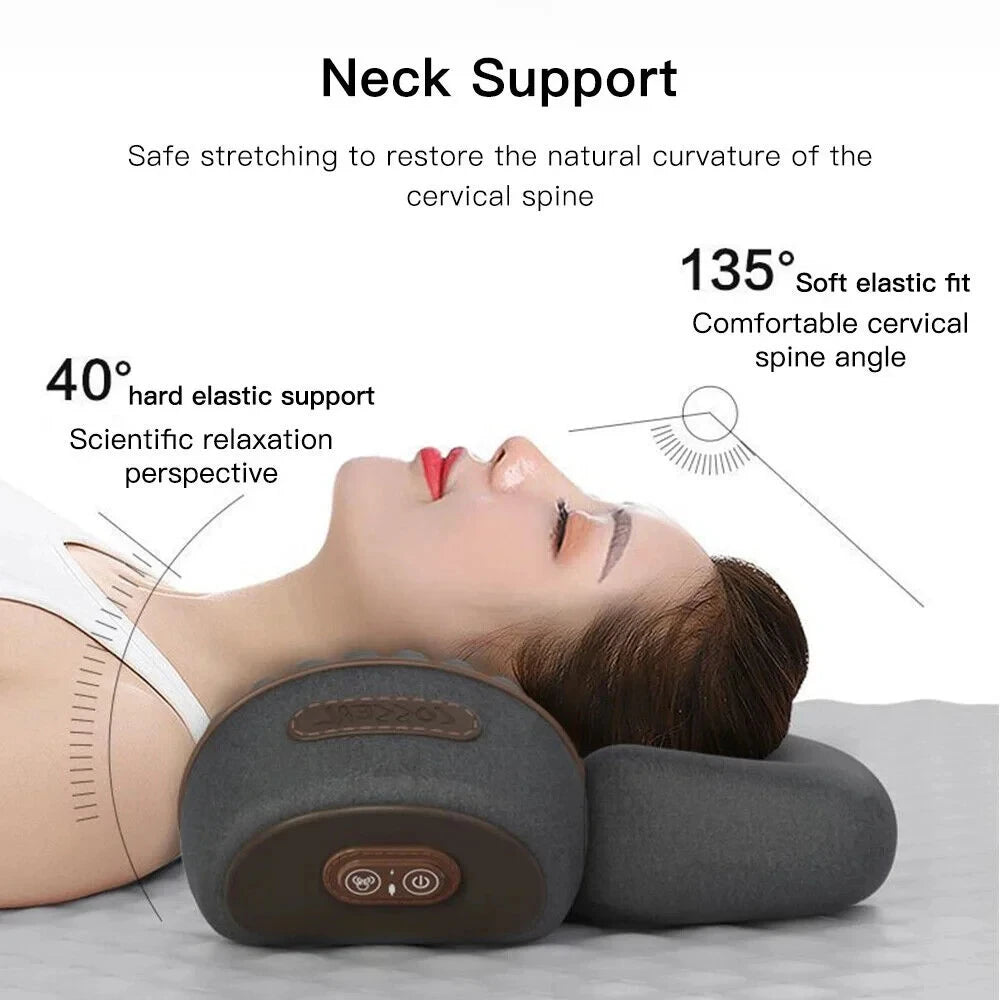 Electric Neck Massager Pillow Cervical Stretcher Heating Vibration Massage Back Traction Orthopedic Sleeping Pillows Support